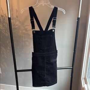 Black Corduroy Overall Dress